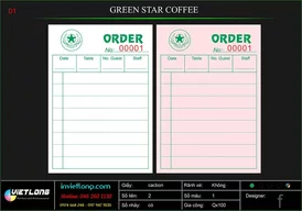 Mẫu Order quán Cafe Green Star