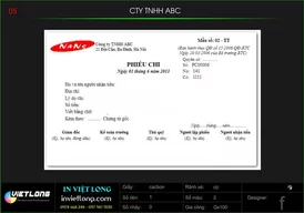 Mẫu phiếu chi CTY TNHH ABC