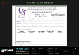 Mẫu phiếu chi CTY Da thời trang C&K