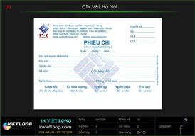 Mẫu phiếu chi CTY V&L Hà Nội