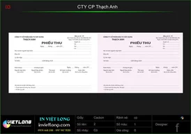 Mẫu phiếu thu công ty CP Thạch Anh