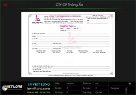 Mẫu phiếu thu công ty CP Thông Ấn