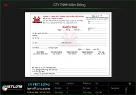 Mẫu phiếu thu công ty Kiên Đông