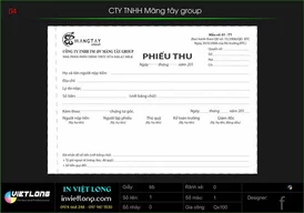 Mẫu phiếu thu CTY Măng Tây Group