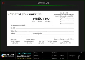 Mẫu phiếu thu Công ty Thiên Ưng