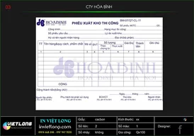 Phiếu xuất kho công ty Hòa Bình