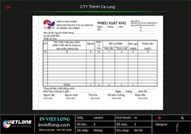 Mẫu phiếu xuất kho công ty Ca Long