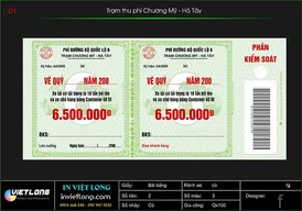 Mẫu vé xe ô tô con trạm thu phí Chương Mỹ