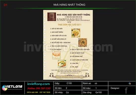 Mẫu menu nhà hàng Nhất Thống