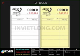 Mẫu Order Cafe Julius