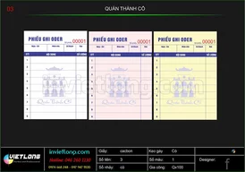 Mẫu Order quán thành cổ