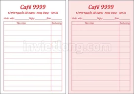 Mẫu Order Cafe 999