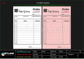 Mẫu Order nhà hàng Bếp Quảng
