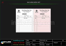 Mẫu Order nhà hàng Món Việt