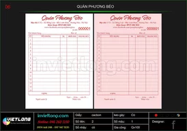 Mẫu Order quán Phương Béo