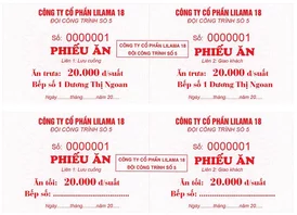 Mẫu phiếu ăn Lilama
