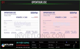 Mẫu phiếu thu chi CTY OPENTOUR