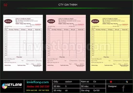 Mẫu giấy biên nhận CTY Gia Trịnh