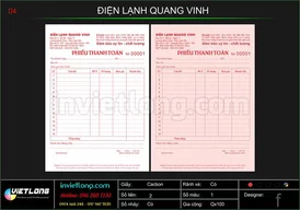 Mẫu phiếu thanh toán điện lạnh Quang Vinh