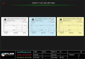 Mẫu phiếu thu CTY Vật Giá