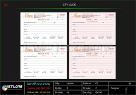 Mẫu phiếu thu chi CTY LUCE