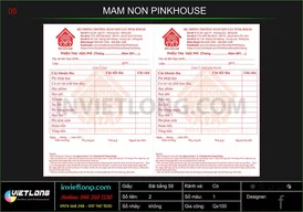 Mẫu phiếu thu Mầm non Pink House