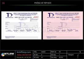 Mẫu phiếu thu CTY Tiệp Đức