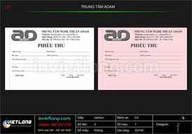 Mẫu phiếu thu chi trung tâm Adam