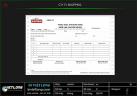 Mẫu phiếu xuất kho TV SHOPPING