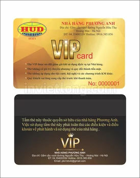 Mẫu thẻ VIP Nhà hàng Phương Anh