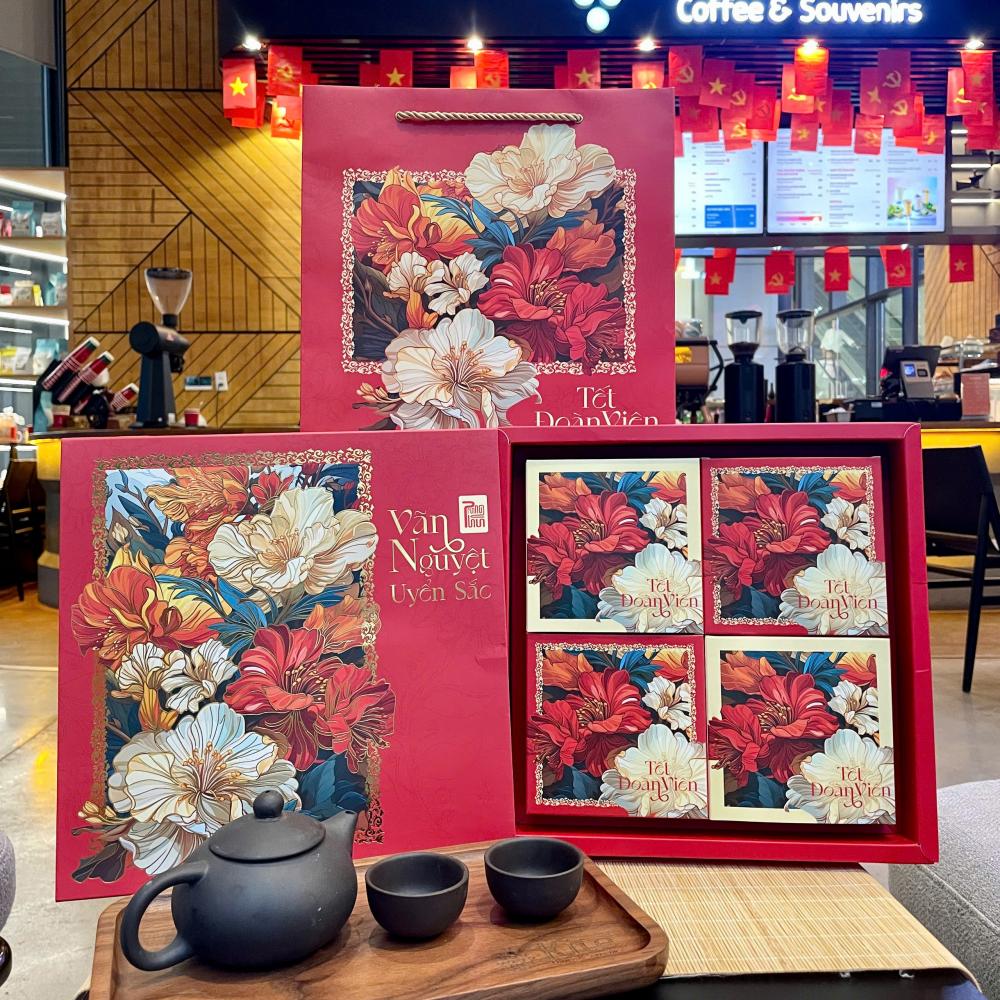 Mẫu hộp bánh trung thu 4 bánh 2025 Vãn Nguyệt Uyển Sắc
