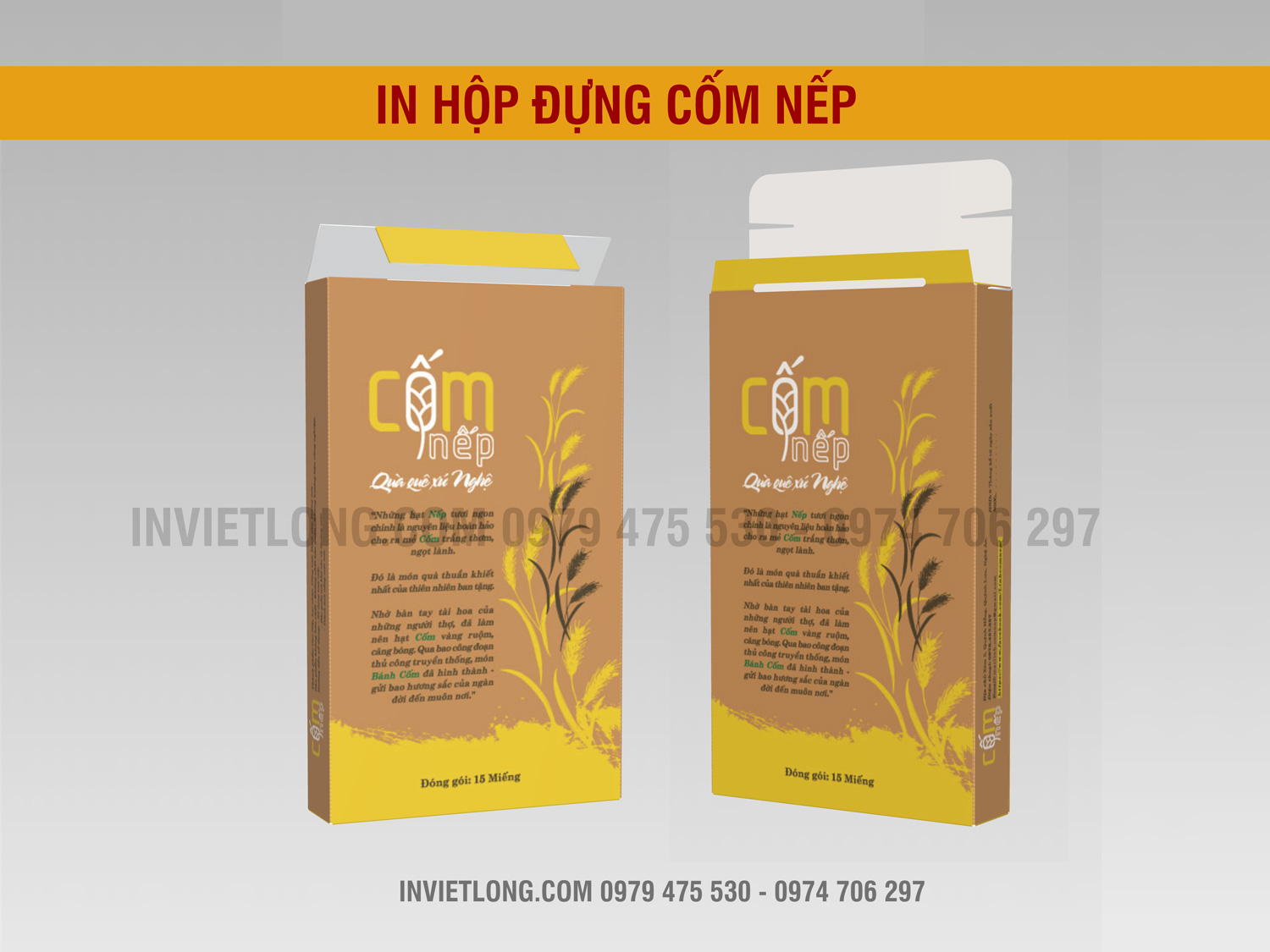 Mẫu hộp đựng cơm nếp quà quê