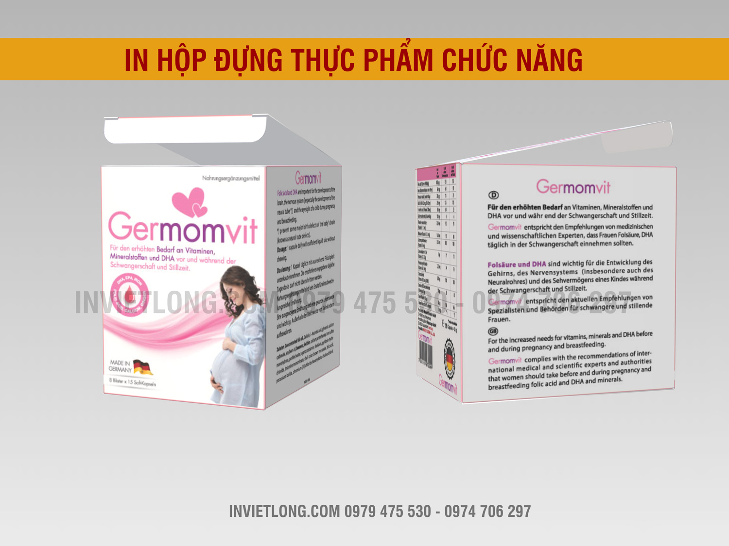 in hộp đựng thực phẩm chức năng cho bà bầu