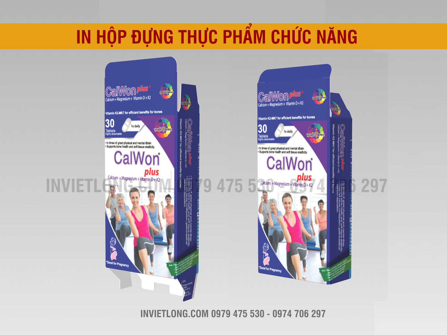 In hộp thuốc thực phẩm chức năng bổ sung canxi