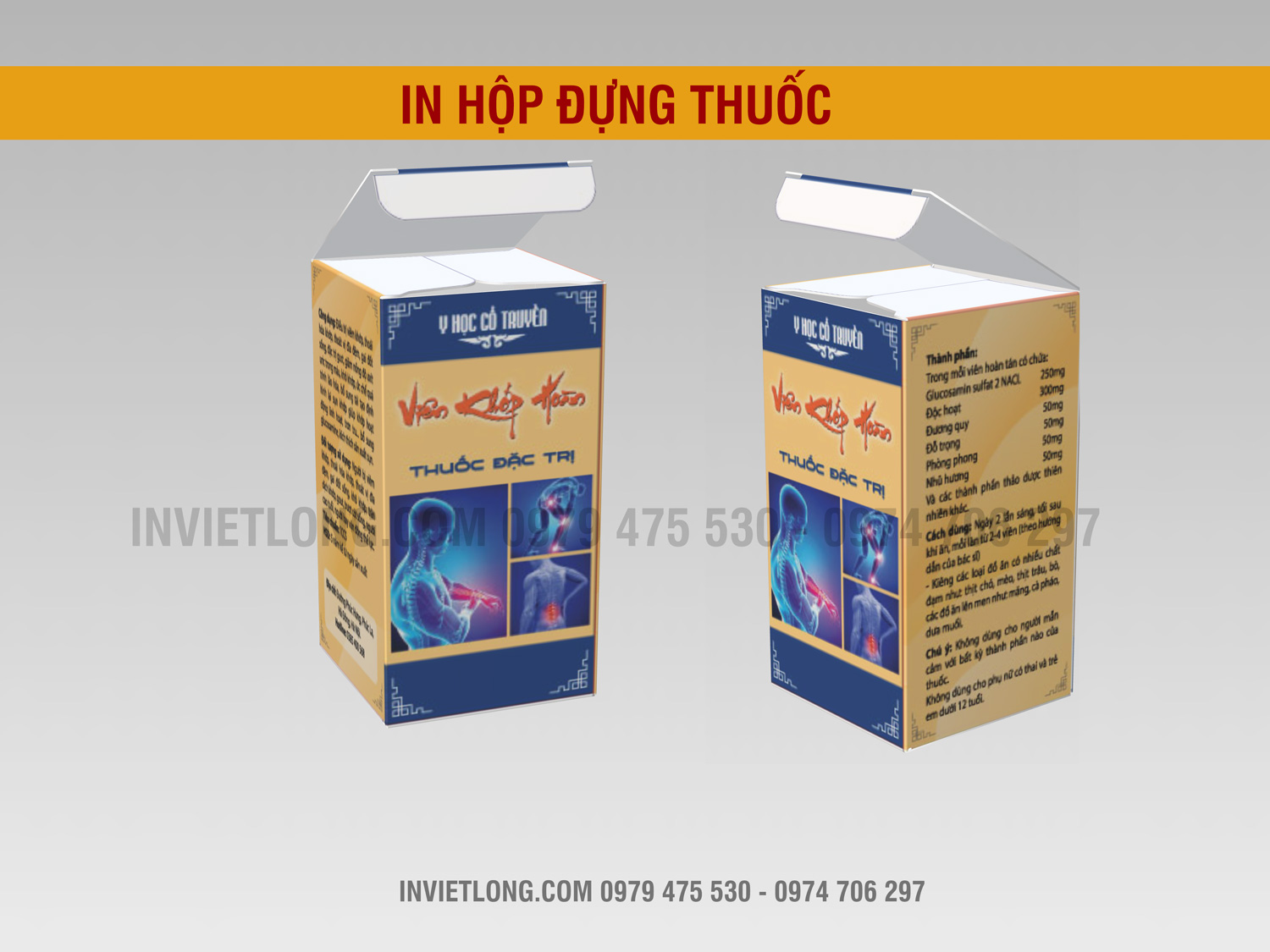 In hộp thuốc đông y thuốc viêm khớp