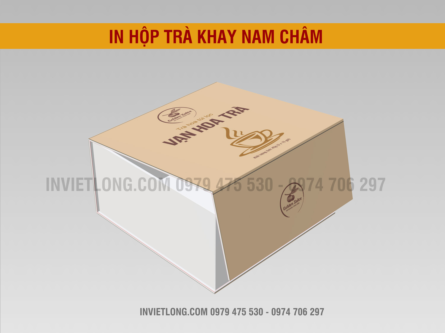 In hộp trà nắp nam châm cao cấp