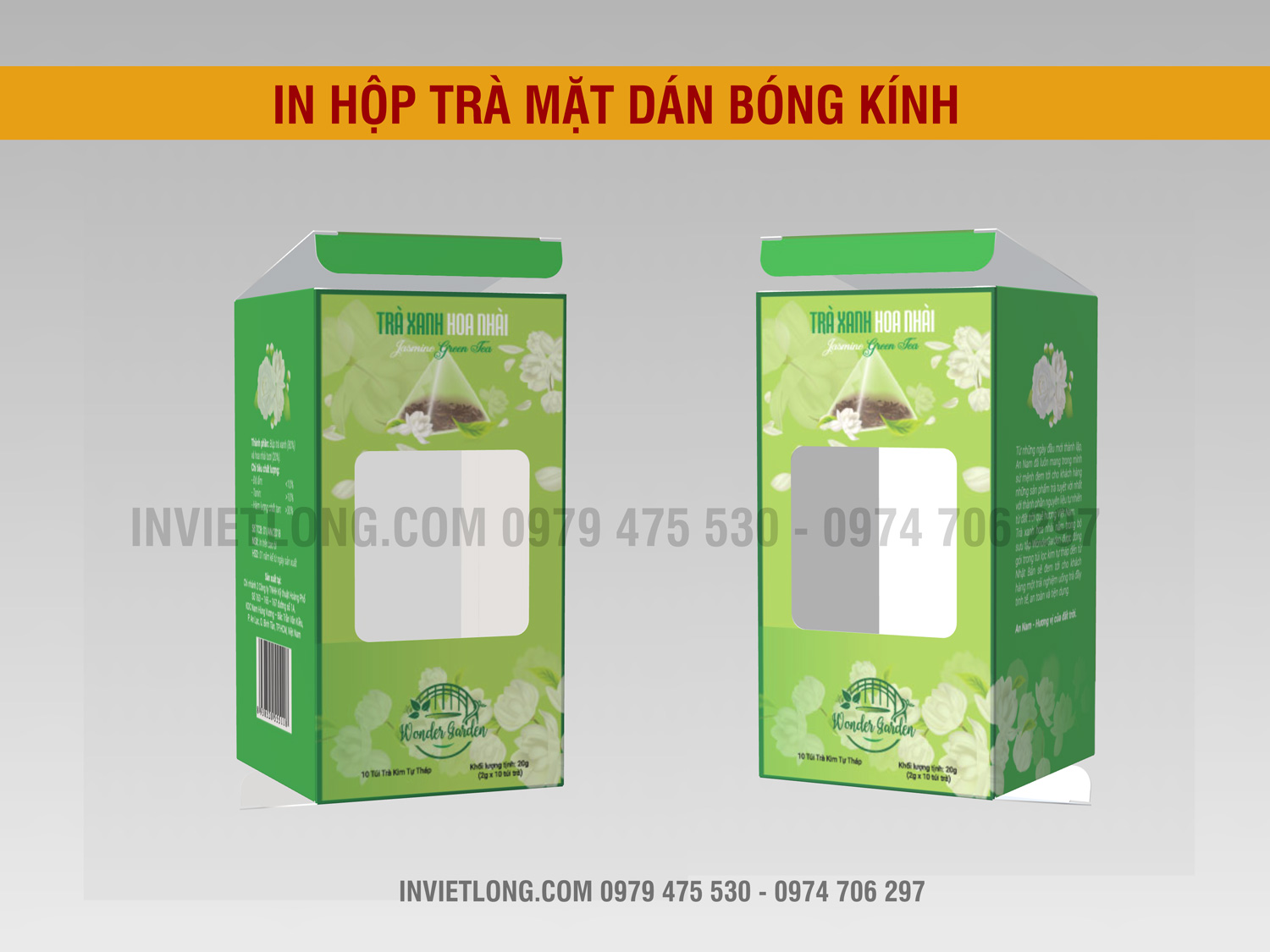 Mẫu vỏ hộp trà mặt dán nắp bóng kính