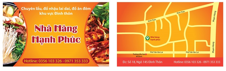 Namecard nhà hàng hạnh phúc