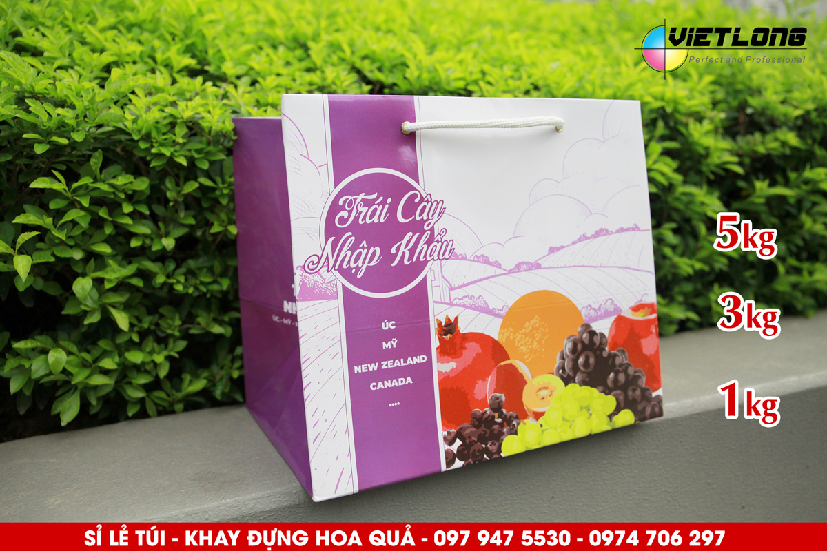 Túi đựng hoa quả màu tím huế 