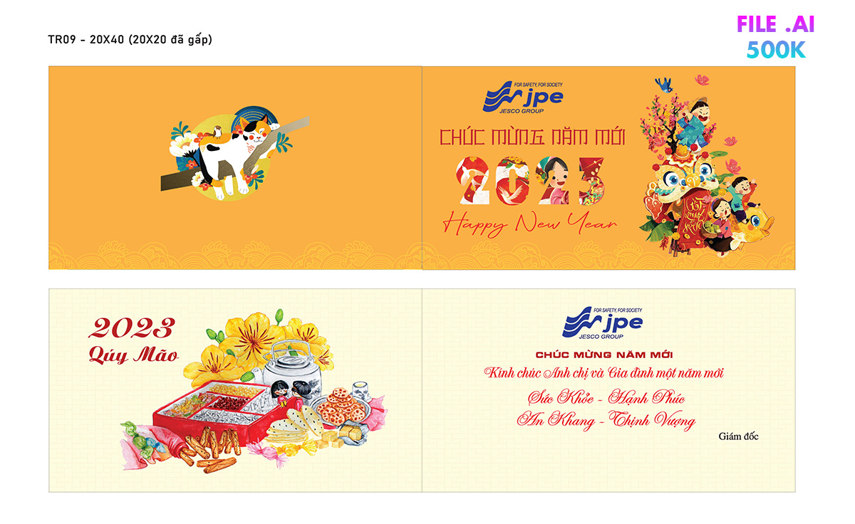 Thiệp chúc tết dạng gập đôi