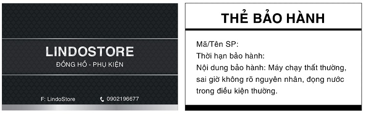 Mẫu phiếu bảo hành đồng hồ
