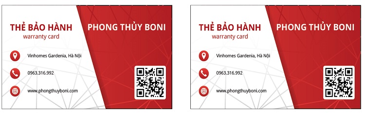 Thẻ bảo hành phong thủy