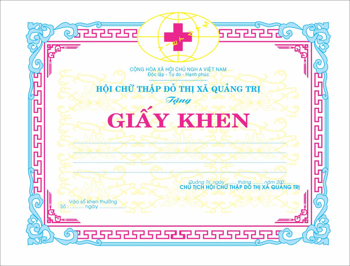 Mẫu giấy khen hội chữ thập đỏ