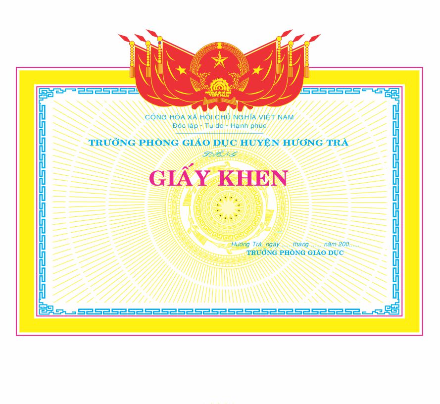 Mẫu giấy khen phòng giáo dục đào tạo