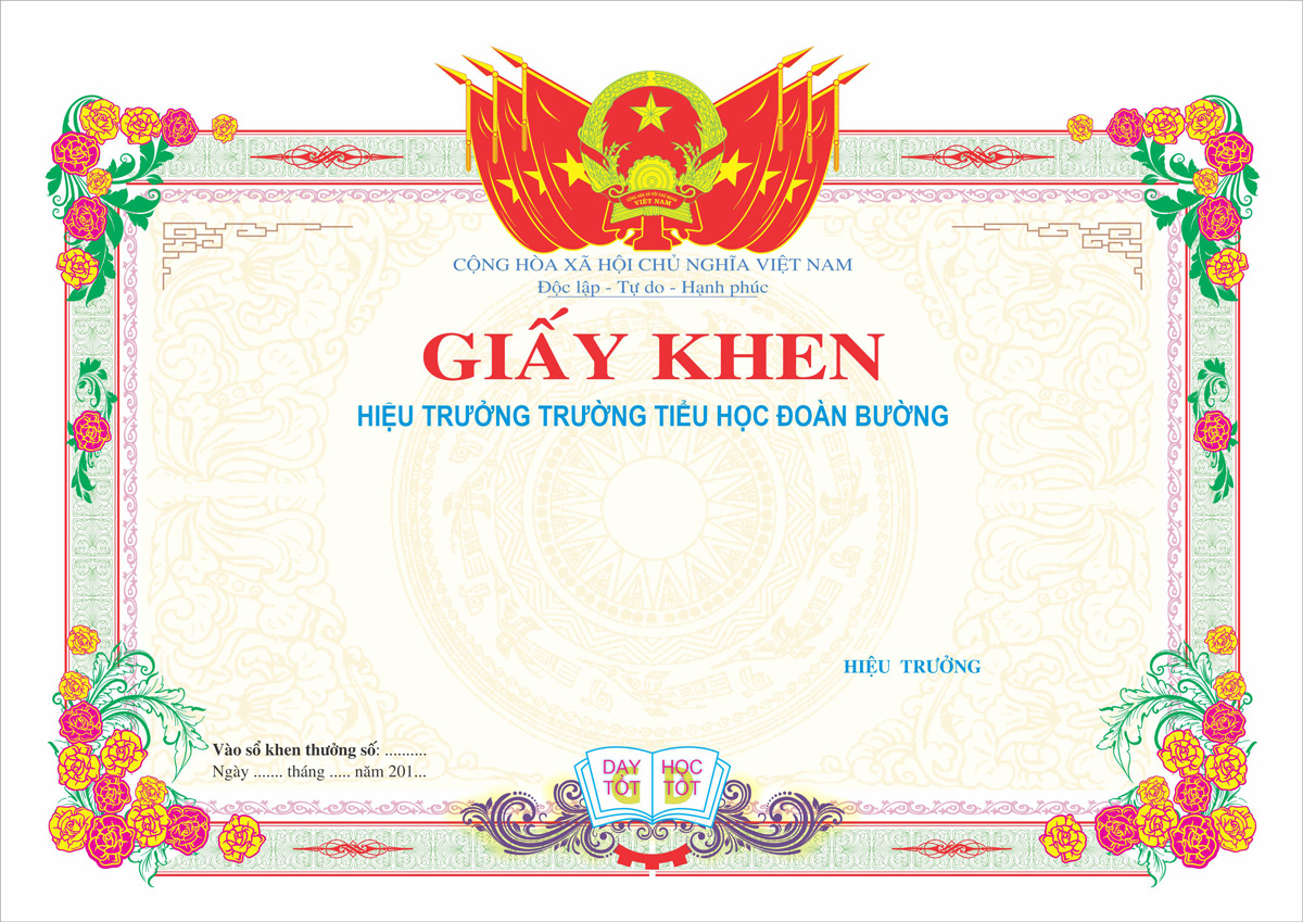 Mẫu giấy khen trường học