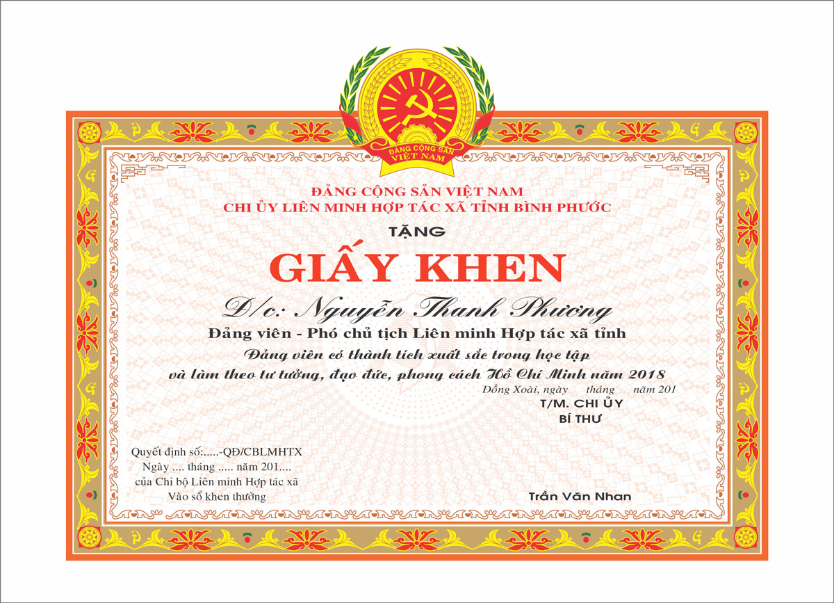 file giấy khen đảng cộng sản việt nam