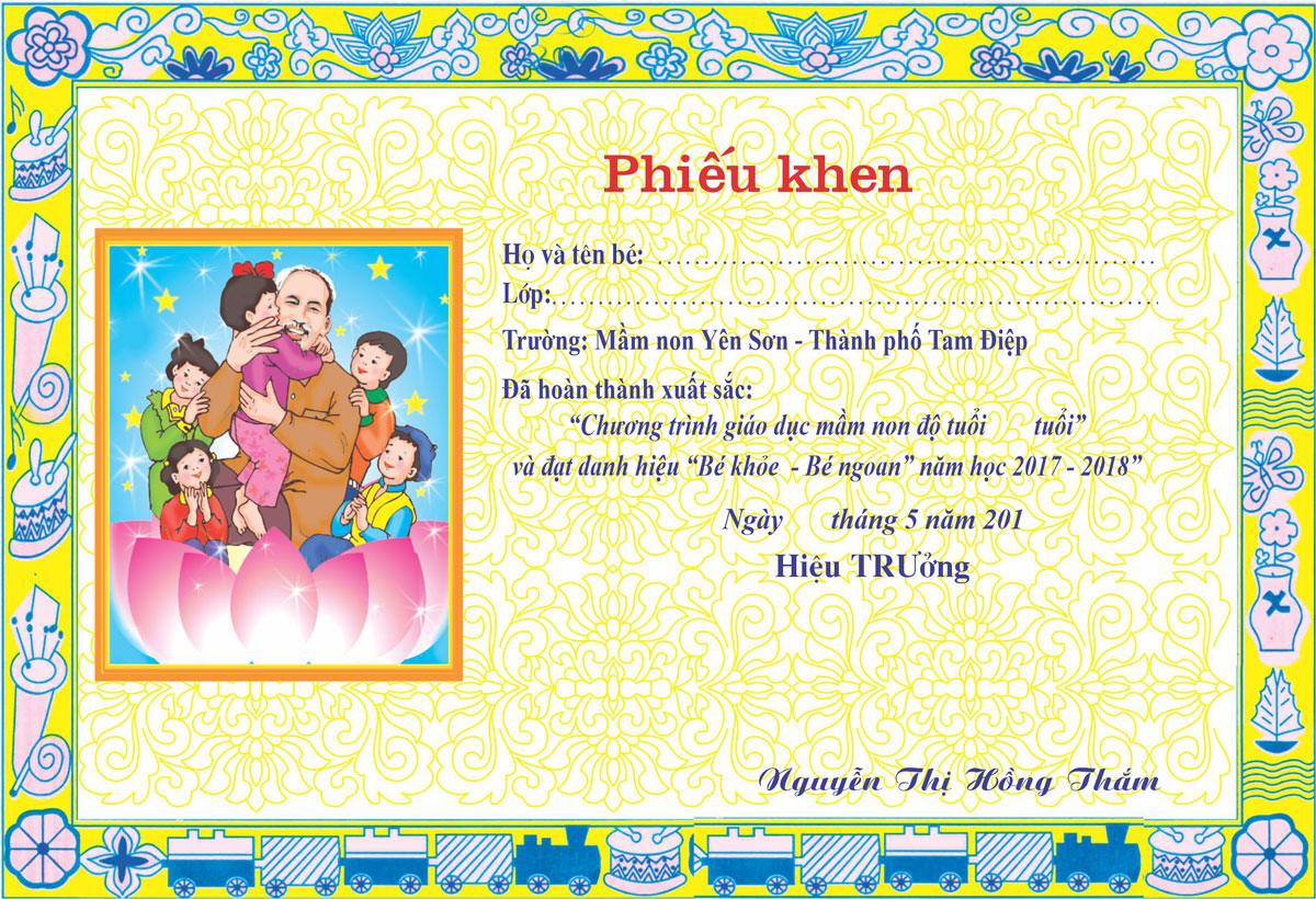 Giấy khen mầm non