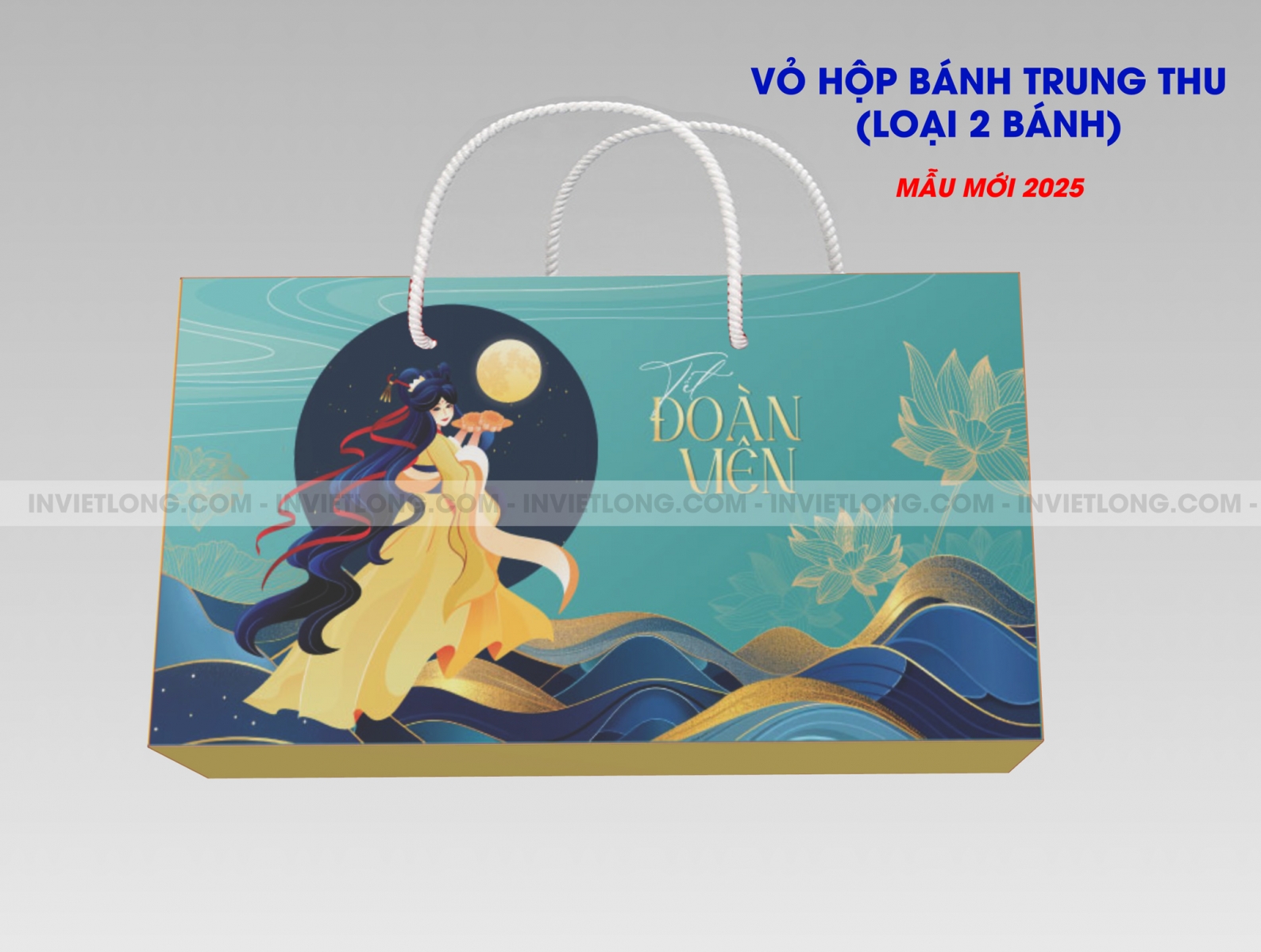 Mẫu vỏ hộp trung thu 2 bánh 2025 mới nhất Tết Đoàn Viên