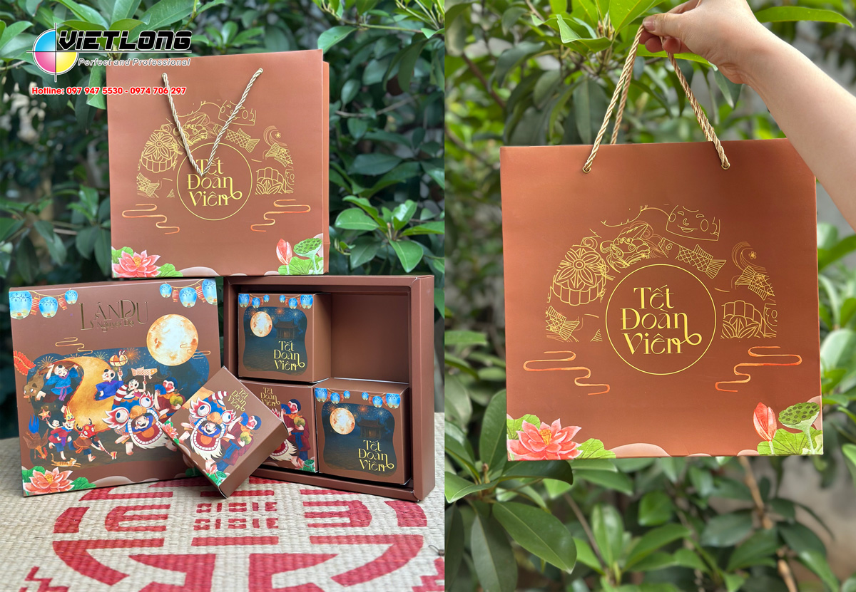 Vỏ hộp bánh tông màu nâu đất gợi nhắc quá khứ