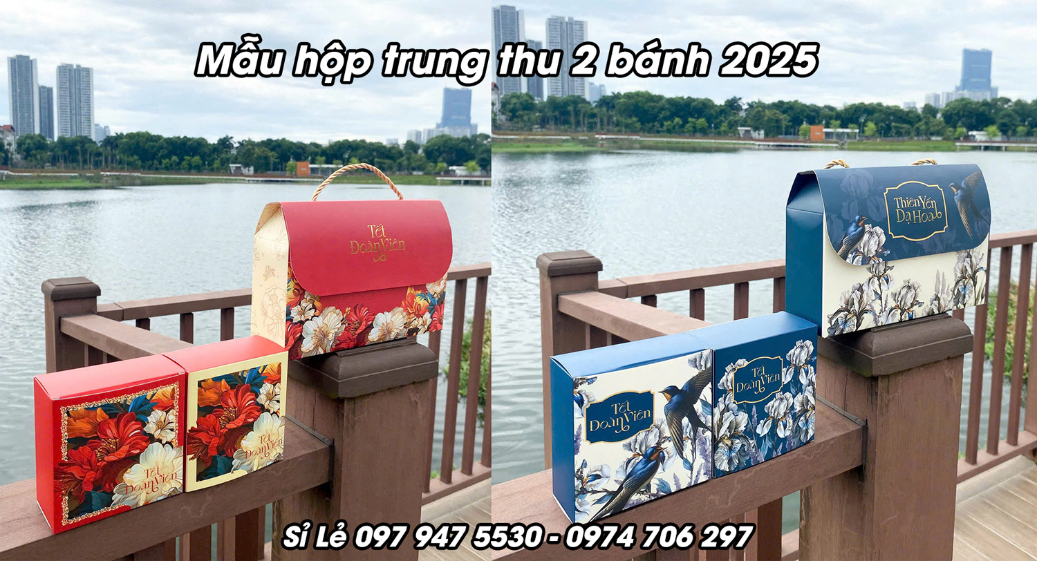 Mẫu vỏ hộp trung thu 2 bánh đẹp 2025